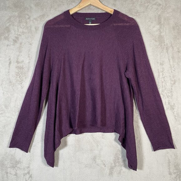 Eileen Fisher Sweater XS Tencel Merino Wool Alpaca Boxy Draped Light Minimalist - Picture 2 of 11
